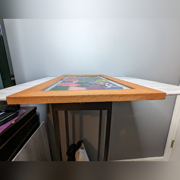 Vintage Wood Framed House Plants Large Stained Glass - Picture 2 of 14